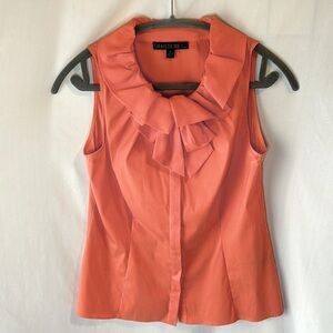 Lafayette 148 New York. Ruffle Neck Sleeveless Blouse Size 2